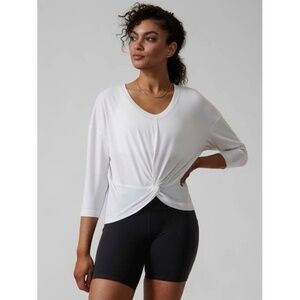 Athleta White Twist Front Top